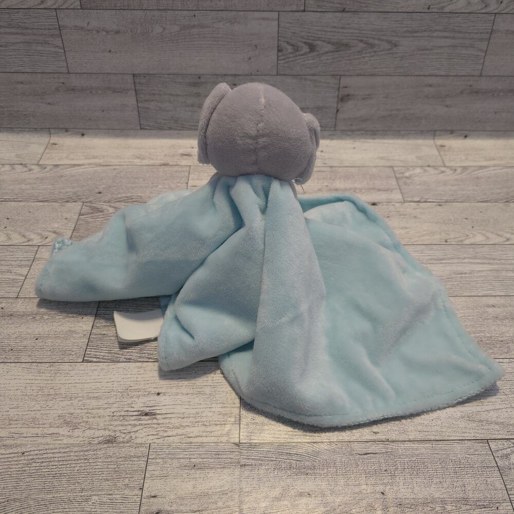Forever Baby Gray Blue Elephant Lovey Security Blanket Crinkle Teether Satin - Picture 2 of 8